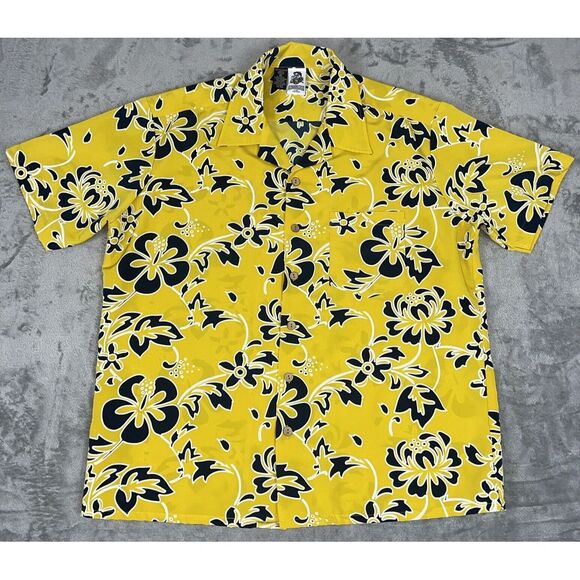 Other - Kennington LTD Mens XL Hawaiian Shirt Yellow/Blue Tropical Floral Vacation *read